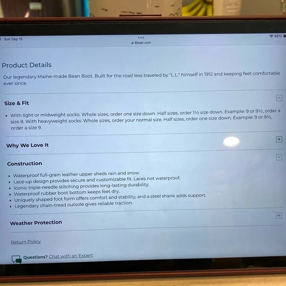 L. L. Bean Boots 8” Tan Brown 6M BM Waterproof Bottoms Duck Boots - Picture 17 of 17